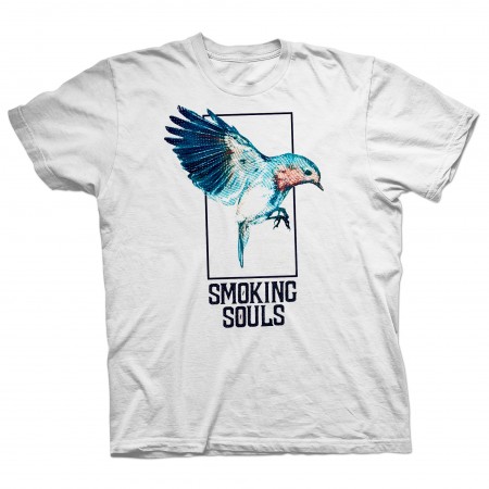 Samarreta Unisex SMOKING SOULS "Ocell" blanca